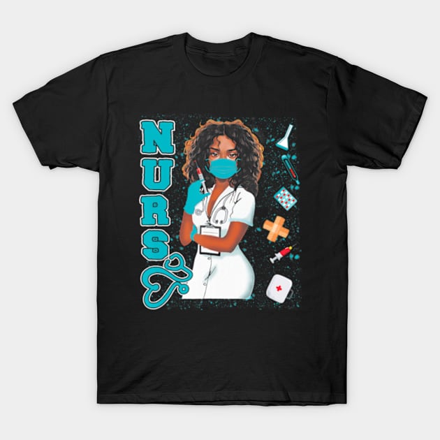 Black Nurse Uniform Face Mask Afro African Black History T-Shirt by marchizano